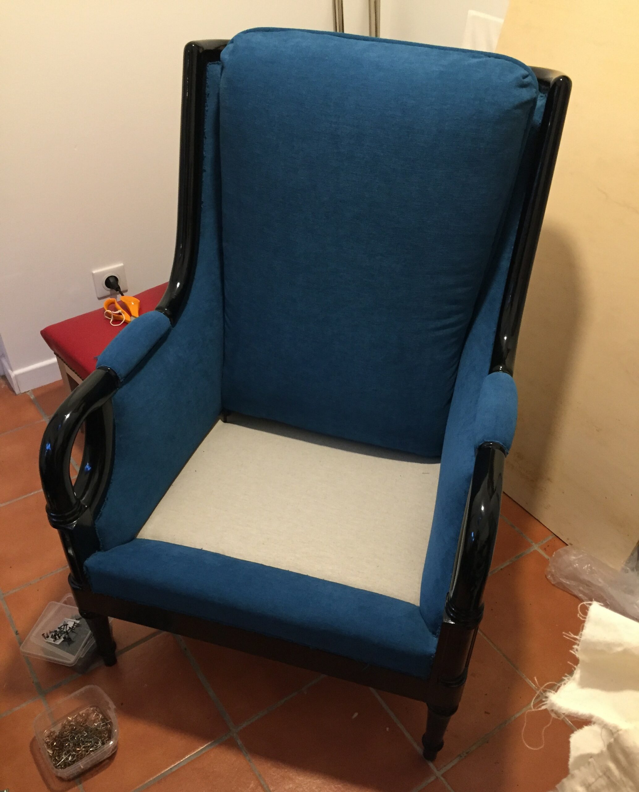 bergère bleu sans coussin