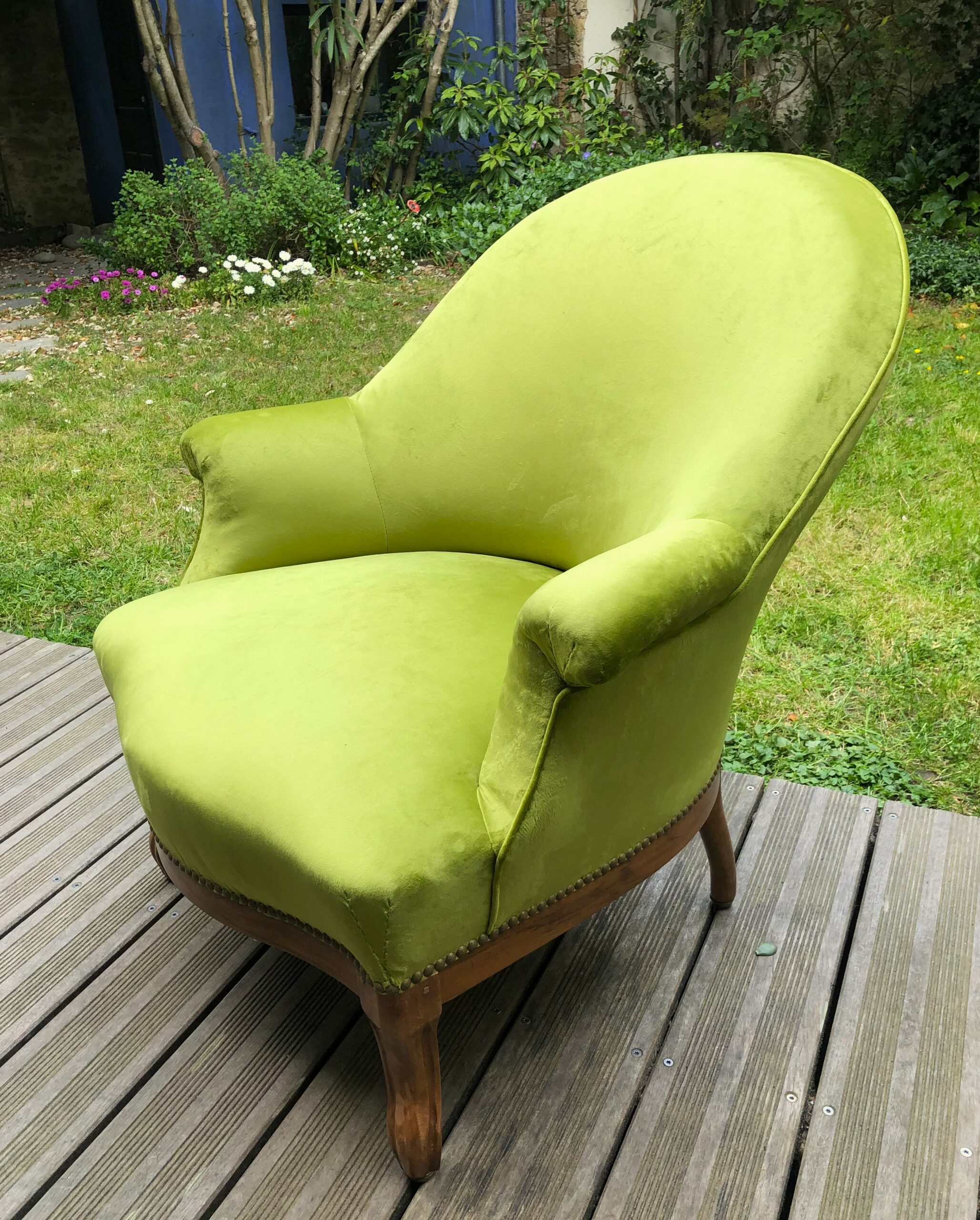 Fauteuil crapaud vert